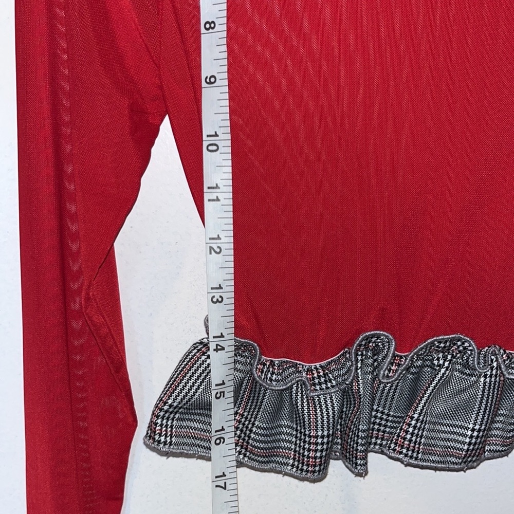 Sheer Crop Top with Plaid Ruffled Bottom - Picture 6 of 6